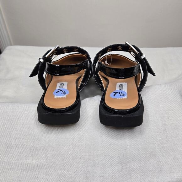 NWOT Steve Madden Black Patent Leather Women's Flat Slingbacks Size 7.5 - Picture 4 of 9